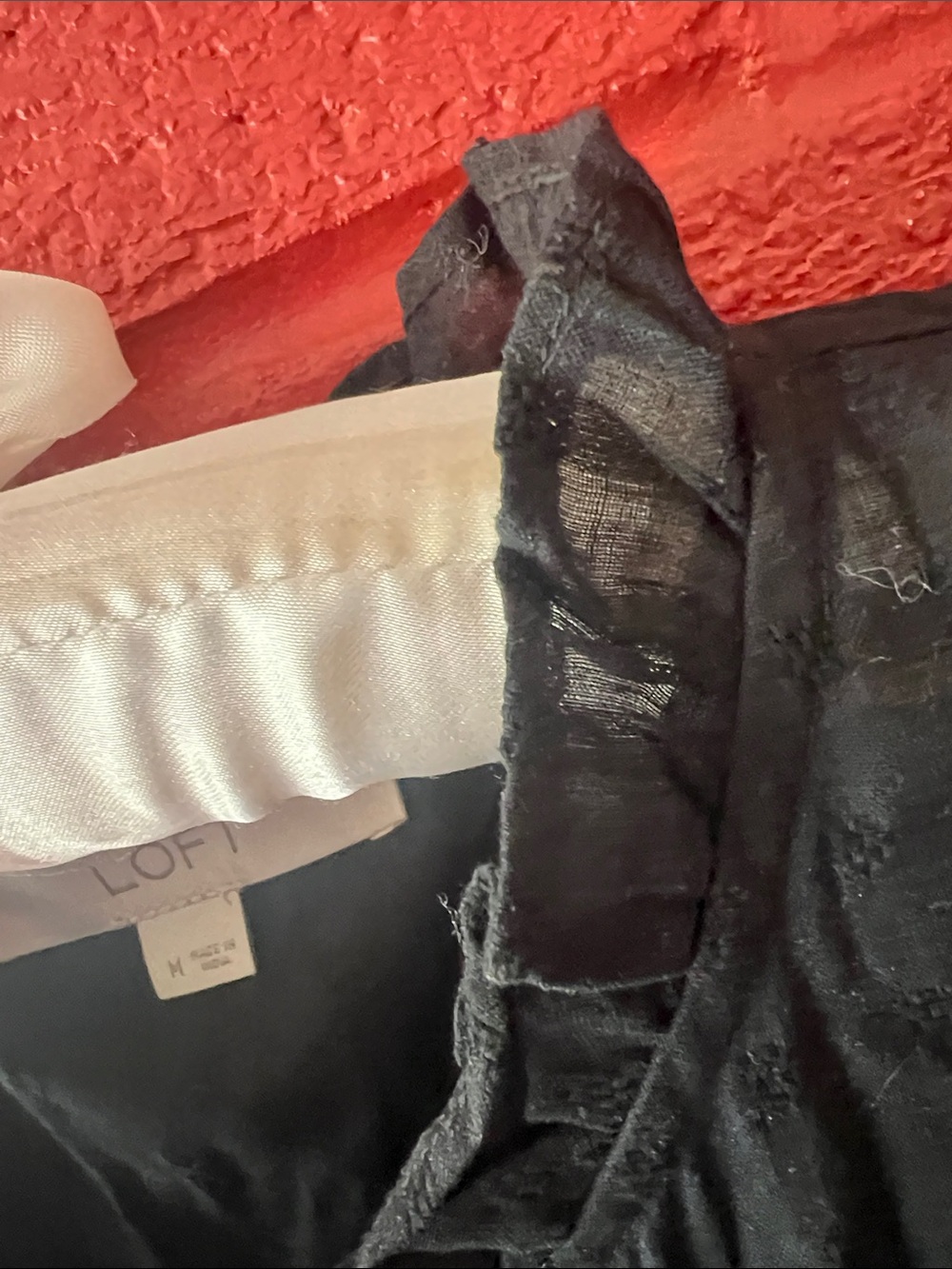 LOFT Black Ruffle Front Button Top - Picture 5 of 7
